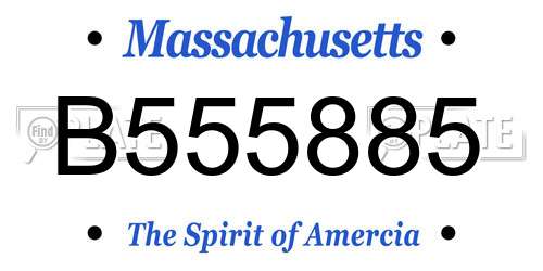 B555885 Massachusetts License Plate