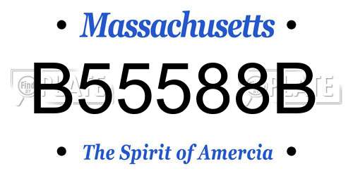 B55588B Massachusetts License Plate