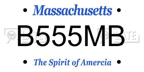 B555MB Massachusetts License Plate