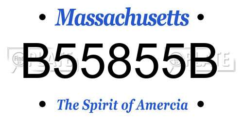 B55855B Massachusetts License Plate