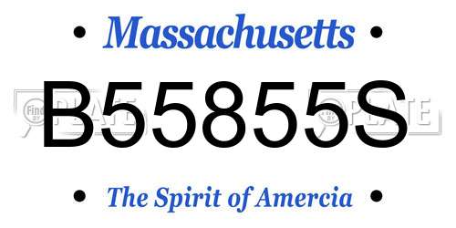 B55855S Massachusetts License Plate