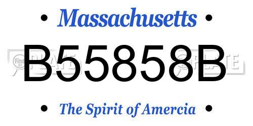 B55858B Massachusetts License Plate