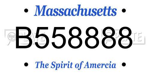 B558888 Massachusetts License Plate