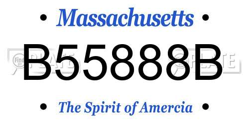 B55888B Massachusetts License Plate