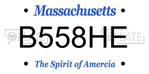 B558HE Massachusetts License Plate