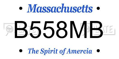 B558MB Massachusetts License Plate