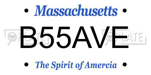 B55AVE Massachusetts License Plate