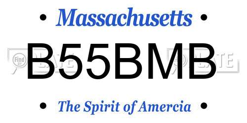 B55BMB Massachusetts License Plate
