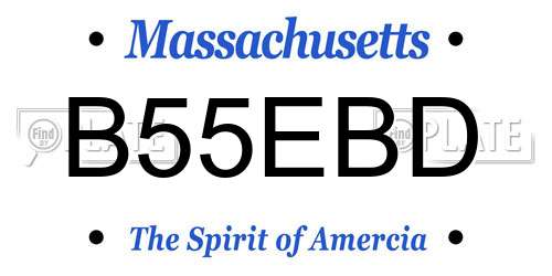 B55EBD Massachusetts License Plate