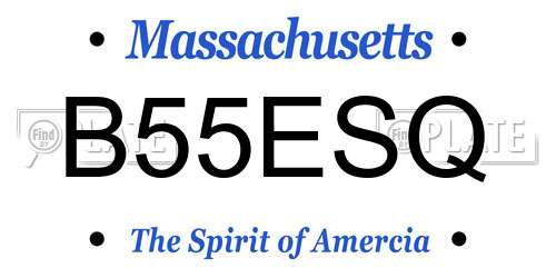 B55ESQ Massachusetts License Plate