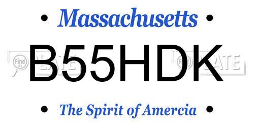 B55HDK Massachusetts License Plate