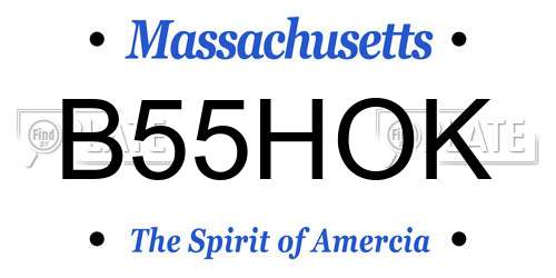 B55HOK Massachusetts License Plate