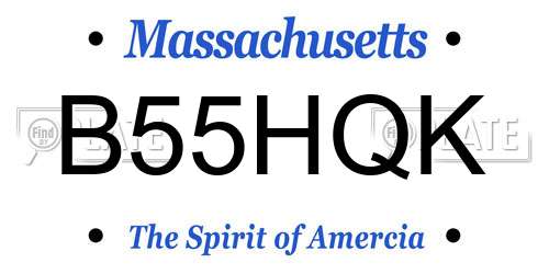 B55HQK Massachusetts License Plate