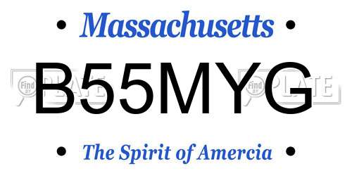 B55MYG Massachusetts License Plate