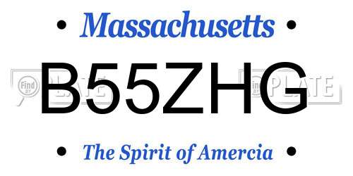 B55ZHG Massachusetts License Plate