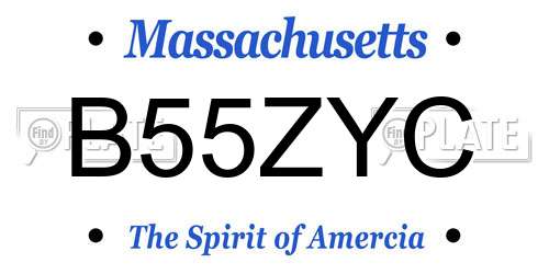 B55ZYC Massachusetts License Plate