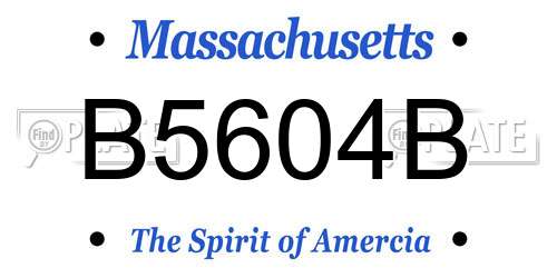 B5604B Massachusetts License Plate