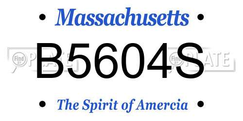 B5604S Massachusetts License Plate