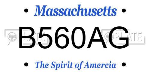 B560AG Massachusetts License Plate