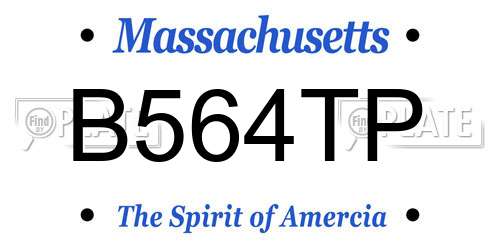 B564TP Massachusetts License Plate