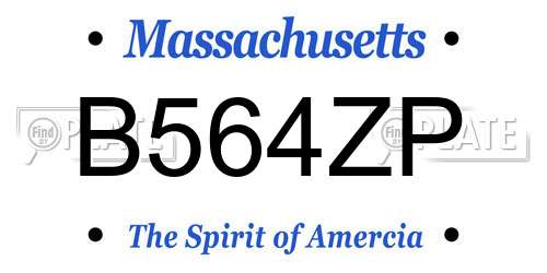B564ZP Massachusetts License Plate