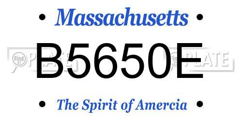 B5650E Massachusetts License Plate