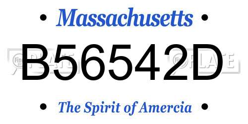 B56542D Massachusetts License Plate