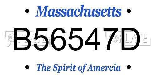 B56547D Massachusetts License Plate