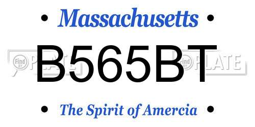 B565BT Massachusetts License Plate
