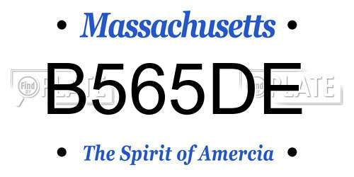 B565DE Massachusetts License Plate