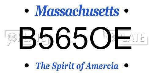 B565OE Massachusetts License Plate