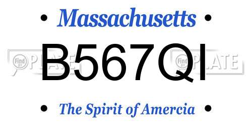 B567QI Massachusetts License Plate