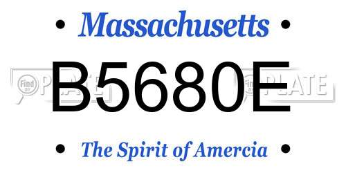 B5680E Massachusetts License Plate