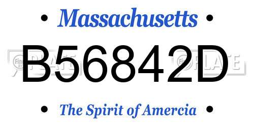 B56842D Massachusetts License Plate