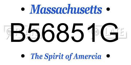 B56851G Massachusetts License Plate