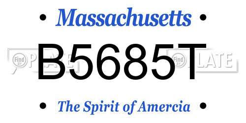 B5685T Massachusetts License Plate