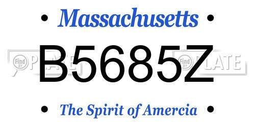 B5685Z Massachusetts License Plate