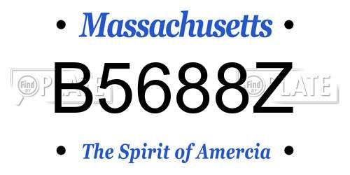 B5688Z Massachusetts License Plate