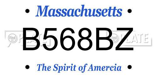 B568BZ Massachusetts License Plate