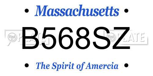 B568SZ Massachusetts License Plate