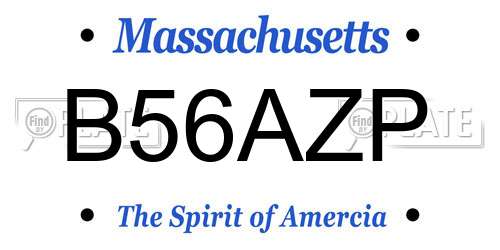 B56AZP Massachusetts License Plate
