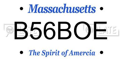B56BOE Massachusetts License Plate