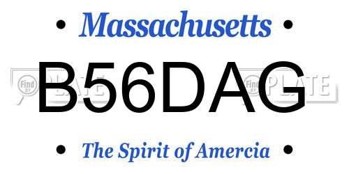 B56DAG Massachusetts License Plate