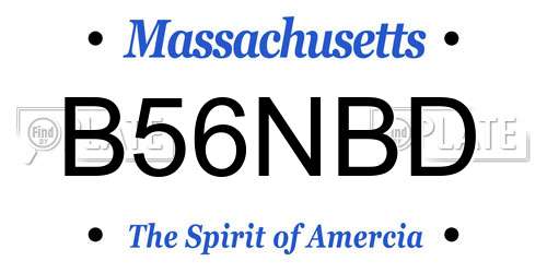 B56NBD Massachusetts License Plate