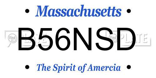 B56NSD Massachusetts License Plate