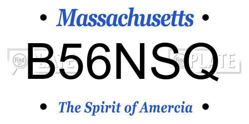 B56NSQ Massachusetts License Plate