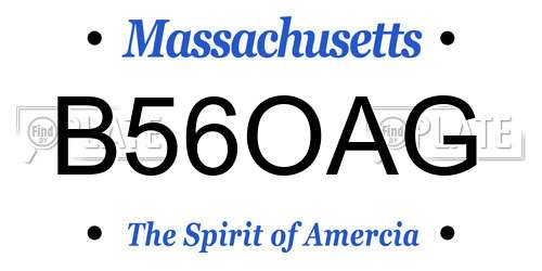 B56OAG Massachusetts License Plate