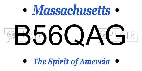 B56QAG Massachusetts License Plate