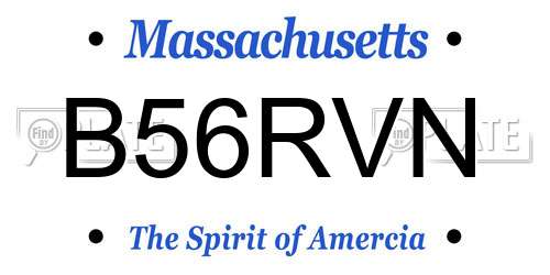 B56RVN Massachusetts License Plate