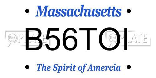 B56TOI Massachusetts License Plate